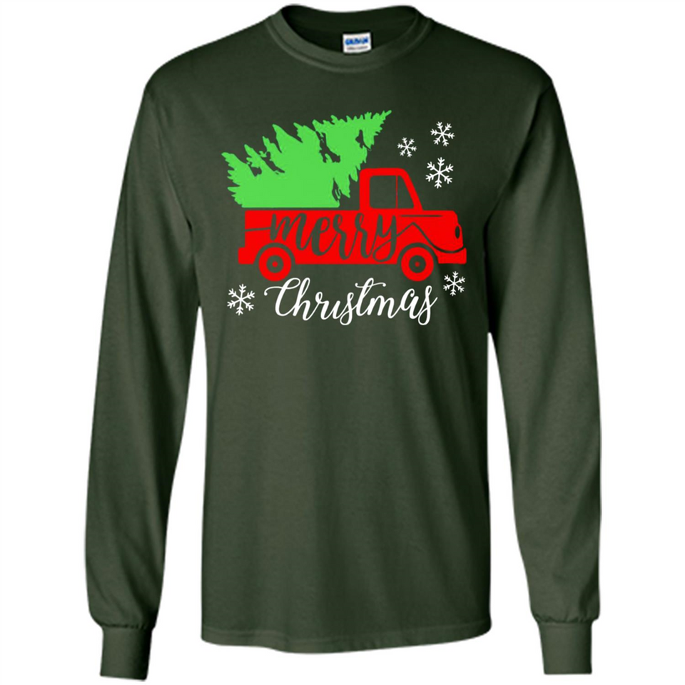 Vintage Christmas Classic Truck T-Shirt with Snow and Tree