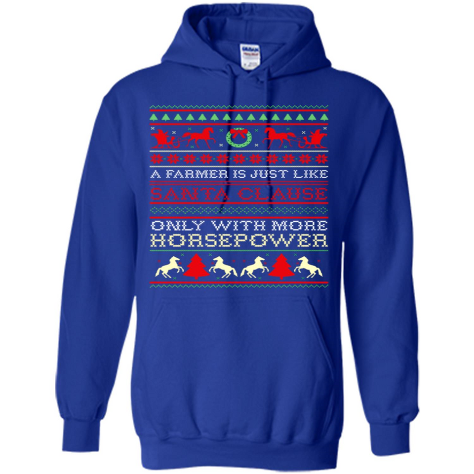 Funny Farmers Gift Ugly Santa Claus Horsepower - Hoodie