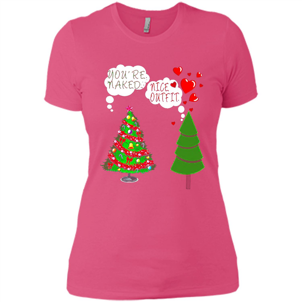 Fir Loves Christmas Tree Funny Undecorated Joke - Ladies' Boyfriend T-Shirt