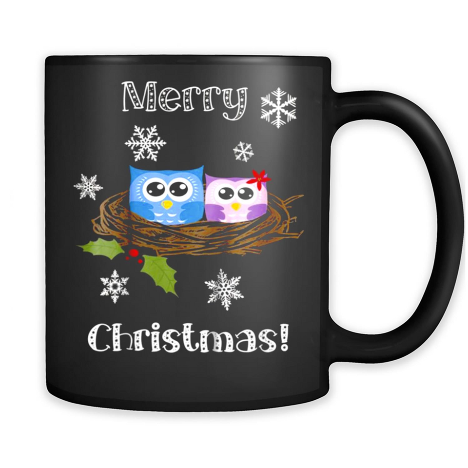 Cute Christmas Shirt Merry Christmas Snowflakes Owls Nest