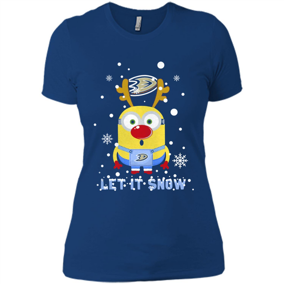 Minion Anaheim Ducks Ugly Christmas Sweater Let it Snow - Ladies' Boyfriend T-Shirt