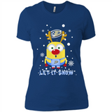 Minion Anaheim Ducks Ugly Christmas Sweater Let it Snow - Ladies' Boyfriend T-Shirt