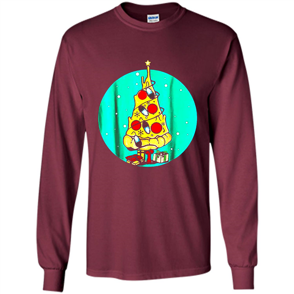 Funny Pizza Ugly Christmas Sweater Xmas Pizza Tree - Long Sleeve T-Shirt