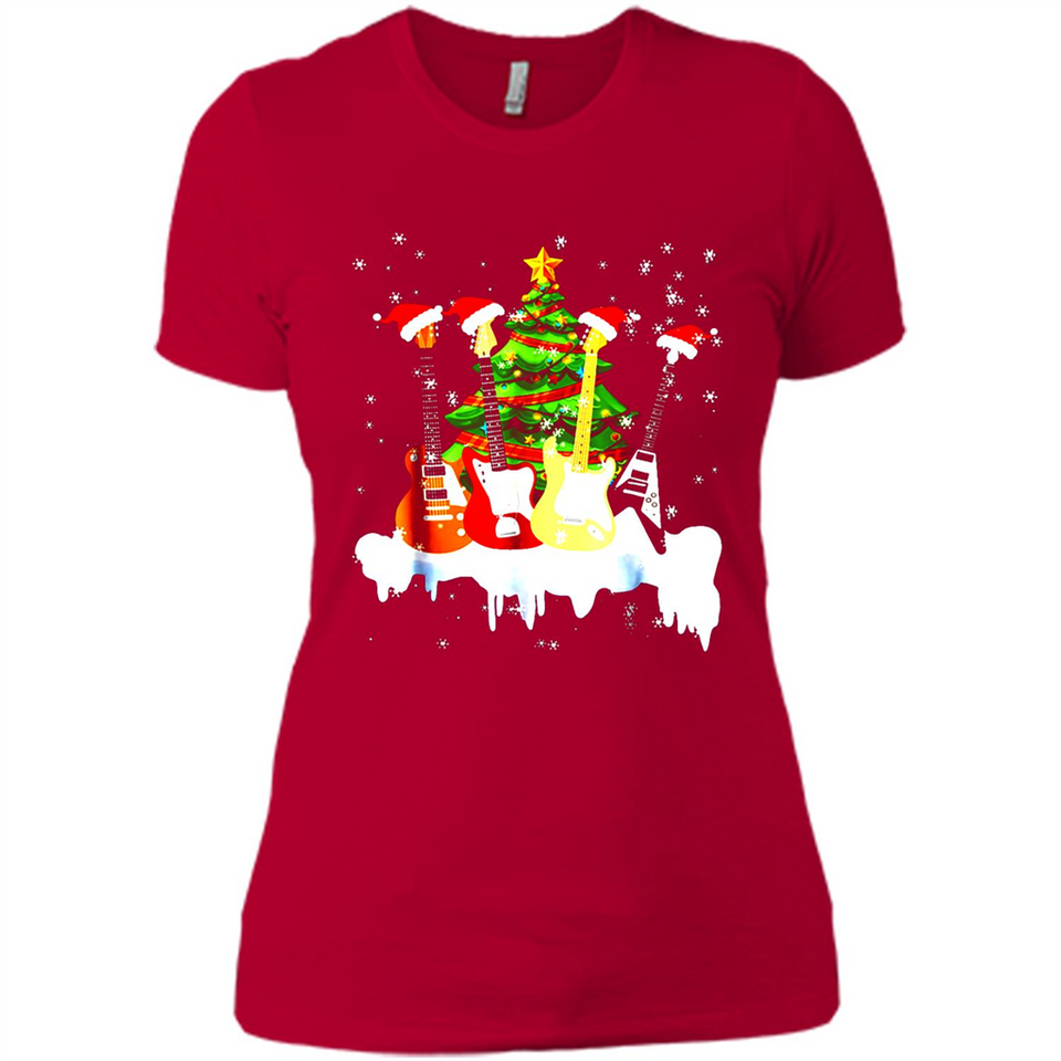 Santa Hat Electric Guitar Classical Guitar Christmas shirt Ladies' Boyfriend