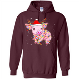 Christmas Lights Pig Wearing Santa Hat Funny Xmas - Hoodie