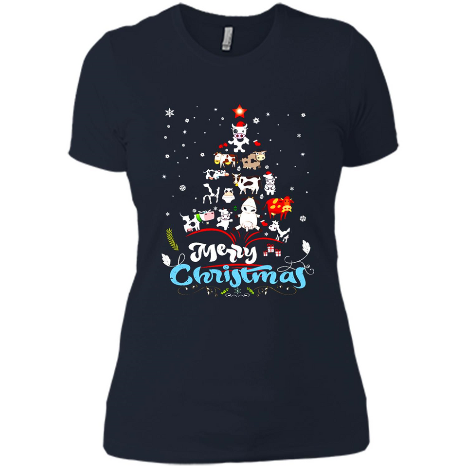 Christmas Ugly Sweater Animal Tree Pine Merry Christmas - Ladies' Boyfriend T-Shirt