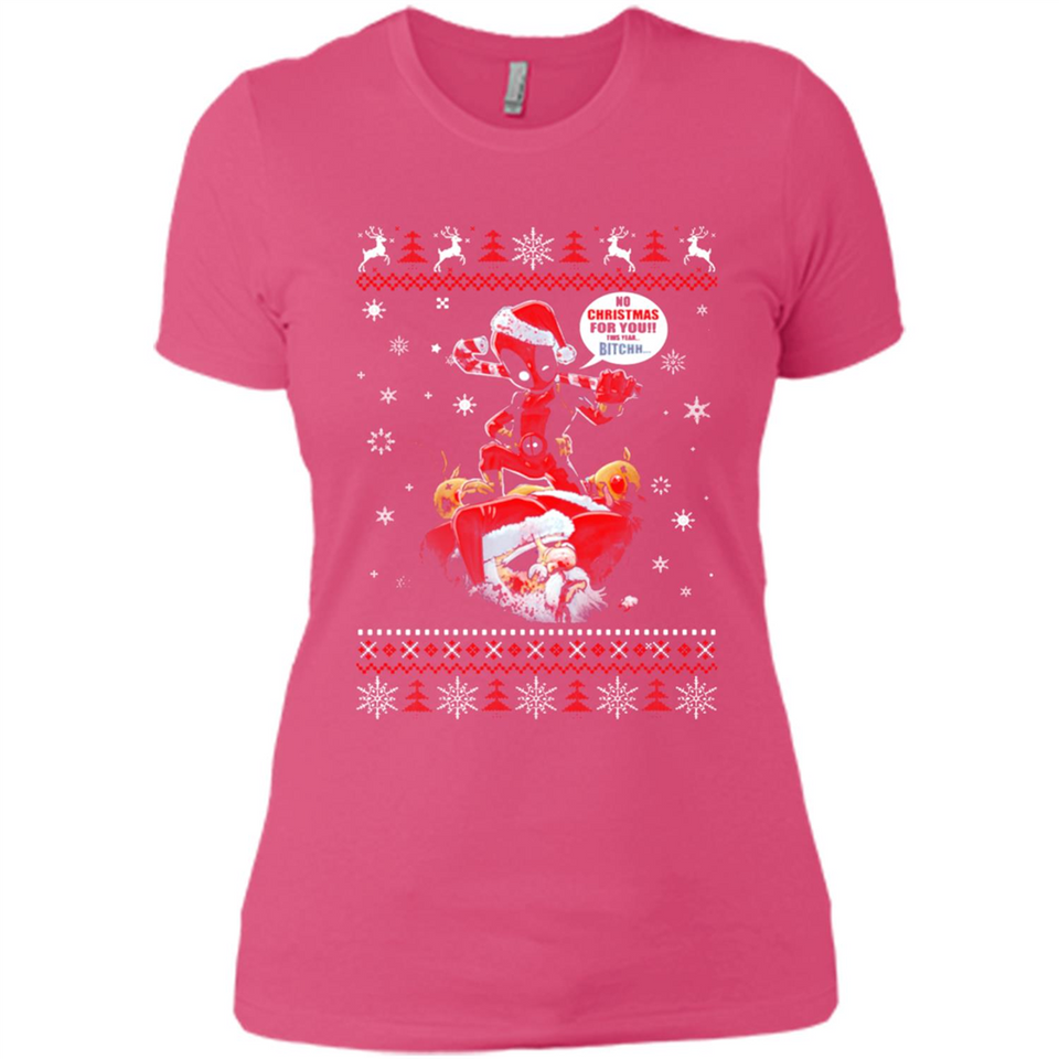 No Christmas for You – Deadpool Santa Claus Ugly Sweater - Ladies' Boyfriend T-Shirt
