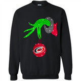 GRINCH HAND HOLDING CAROLINA HURRICANES GLITTER CHRISTMAS PINGPONG