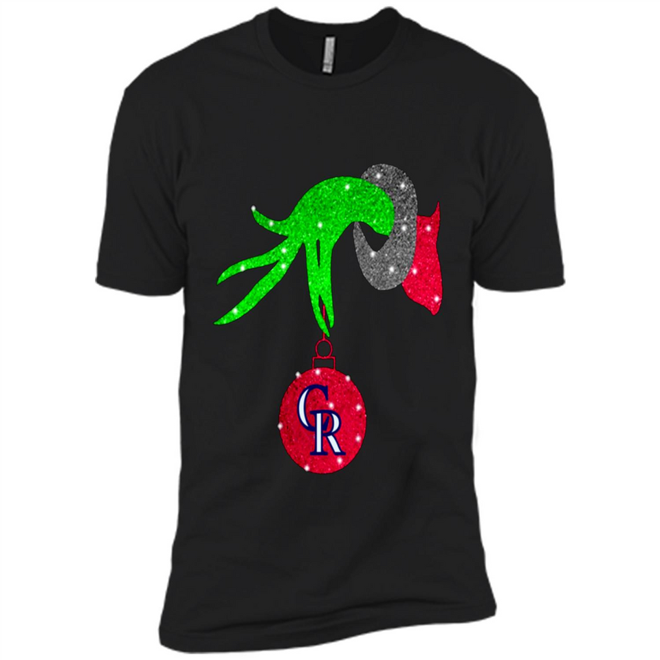 GRINCH HAND HOLDING COLORADO ROCKIES GLITTER CHRISTMAS PINGPONG