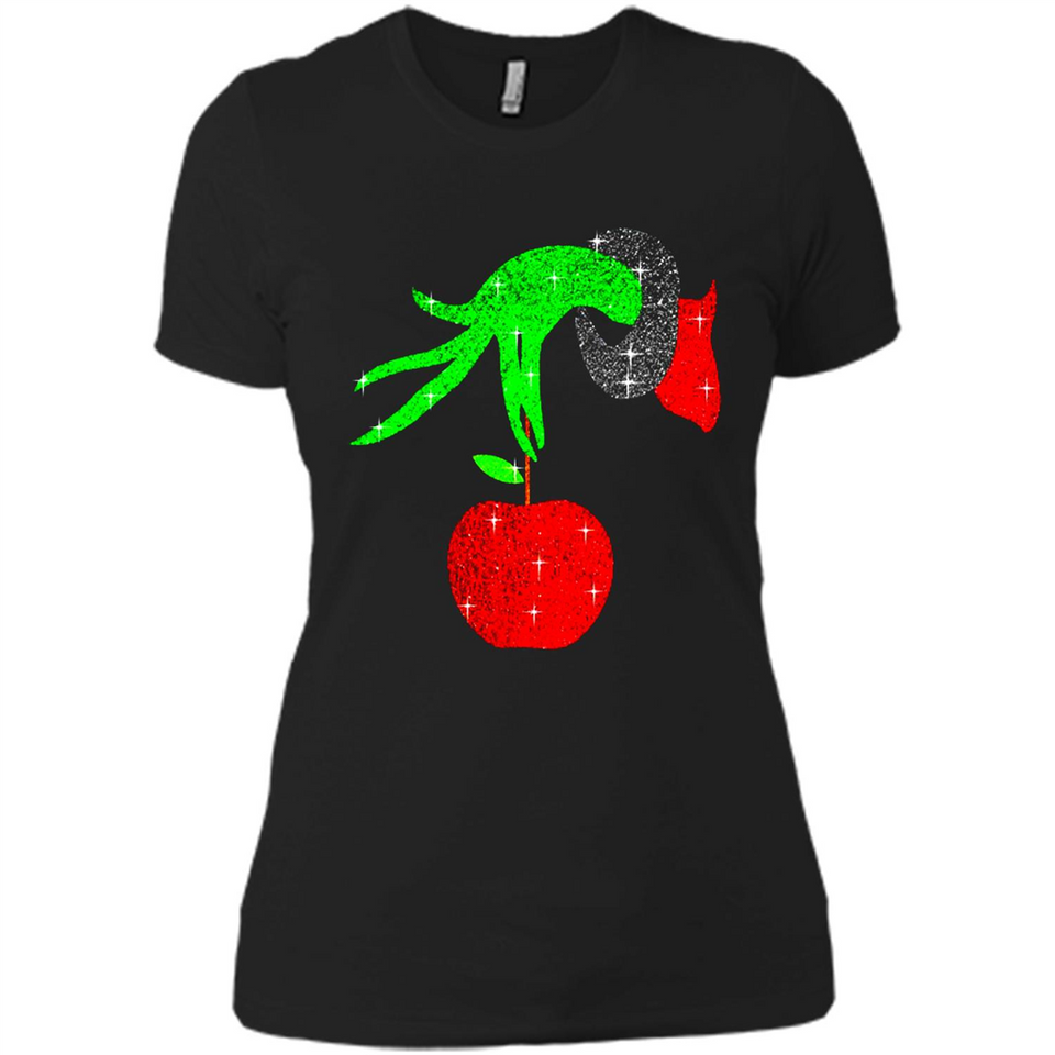 Christmas The Grinch Hand Holding Apple Ornament sweater - Ladies' Boyfriend T-Shirt