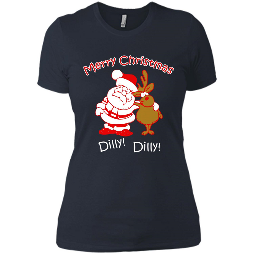 Christmas T-Shirt Santa And Reindeer Dilly Dilly - Ladies' Boyfriend T-Shirt