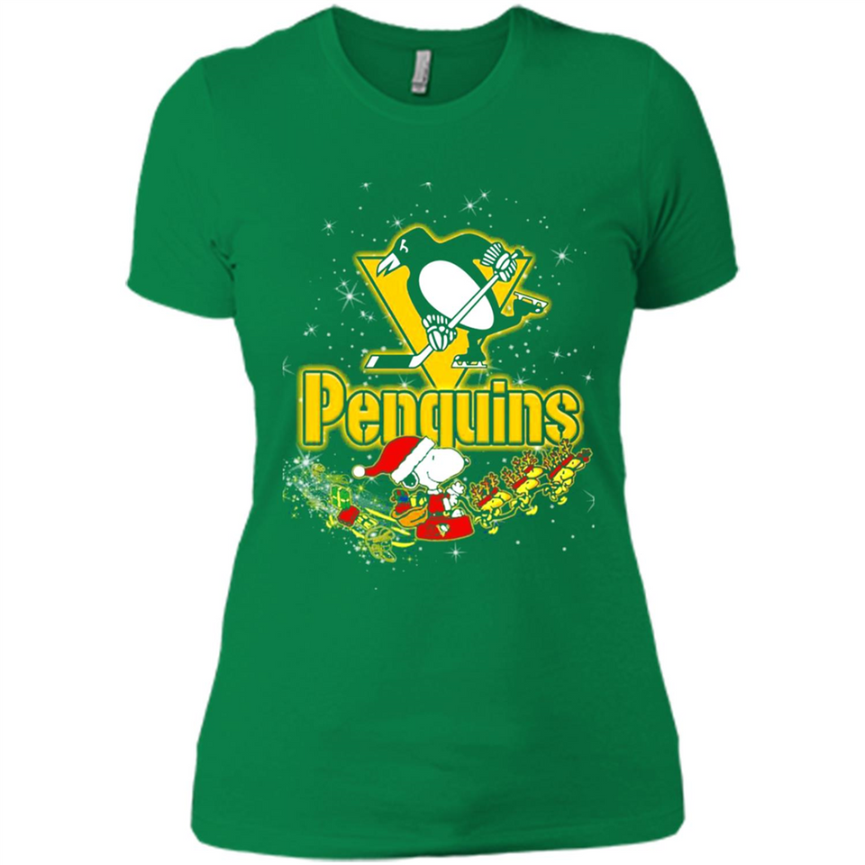 Snoopy Christmas Pittsburgh Penguins - Ladies' Boyfriend T-Shirt