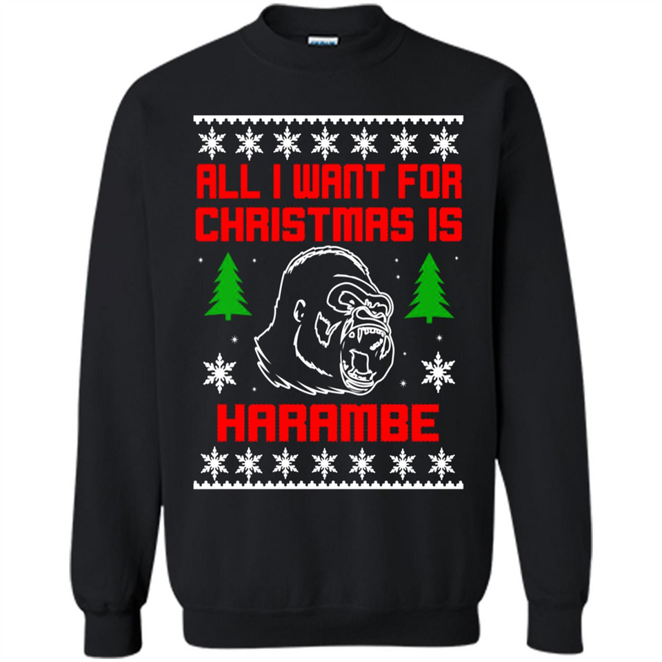 All I Want For Christmas Is HarambeT Rex Attack Reindeer ugly sweater PINGPONG