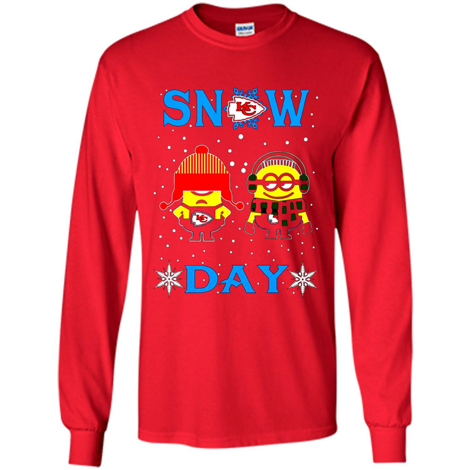 Snow Day Shirt For Kansas City Chiefs Vs Minion Fans Cotton pingpong