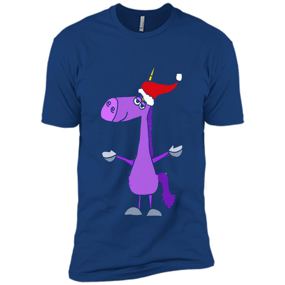 Funny Christmas Unicorn in Santa Hat - Premium Short Sleeve T-Shirt