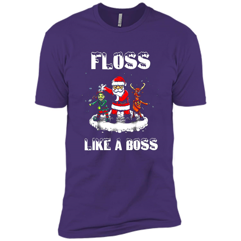Floss Like A Boss Santa Flossing Dance Funny - Premium Short Sleeve T-Shirt