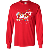 Christmas Lights Cow Wearing Santa Hat Funny Xmas Sweatshirt - Long Sleeve T-Shirt