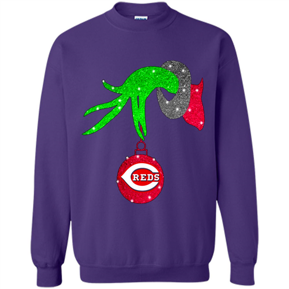 GRINCH HAND HOLDING CINCINNATI REDS GLITTER CHRISTMAS PINGPONG