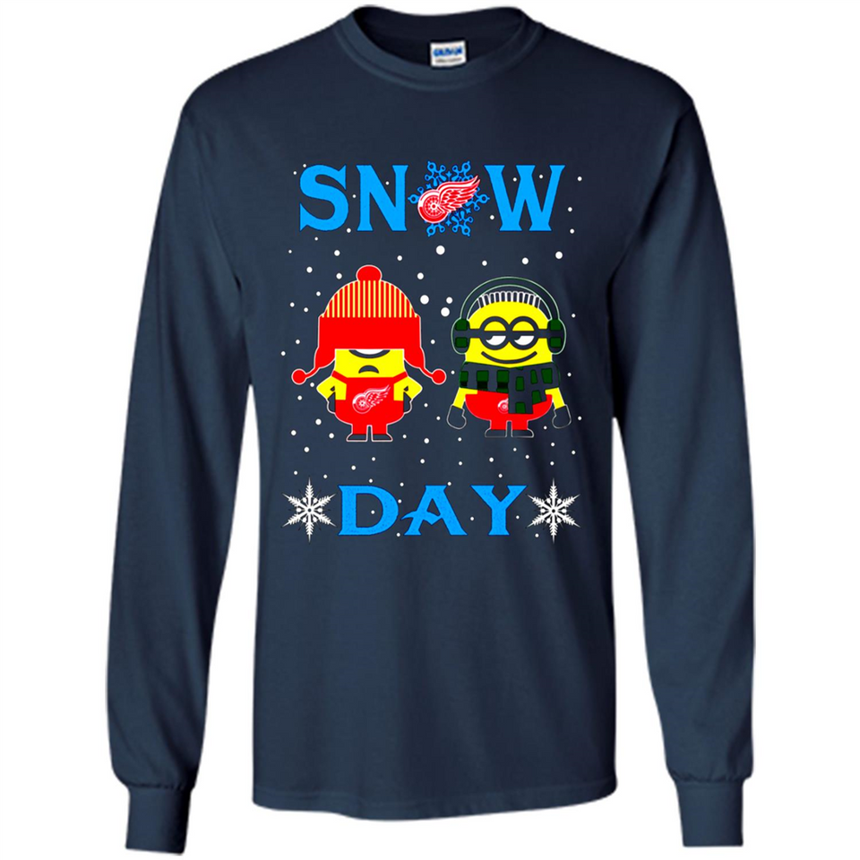 Snow Day Shirt For Detroit Red Wings Vs Minion Fans pingpong