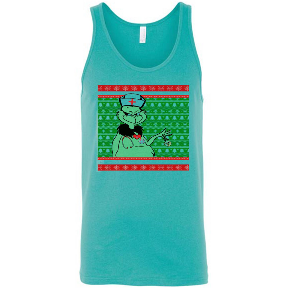 Grinch Nurse Ugly Christmas Sporty T-Shirt PINGPONG - Canvas Unisex Tank