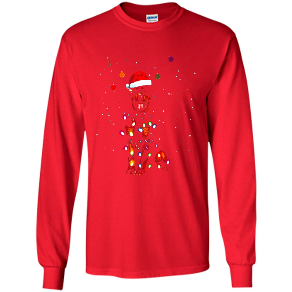 Rottweiler Santa Lights Christmas Dog Xmas Sweatshirt - Long Sleeve T-Shirt