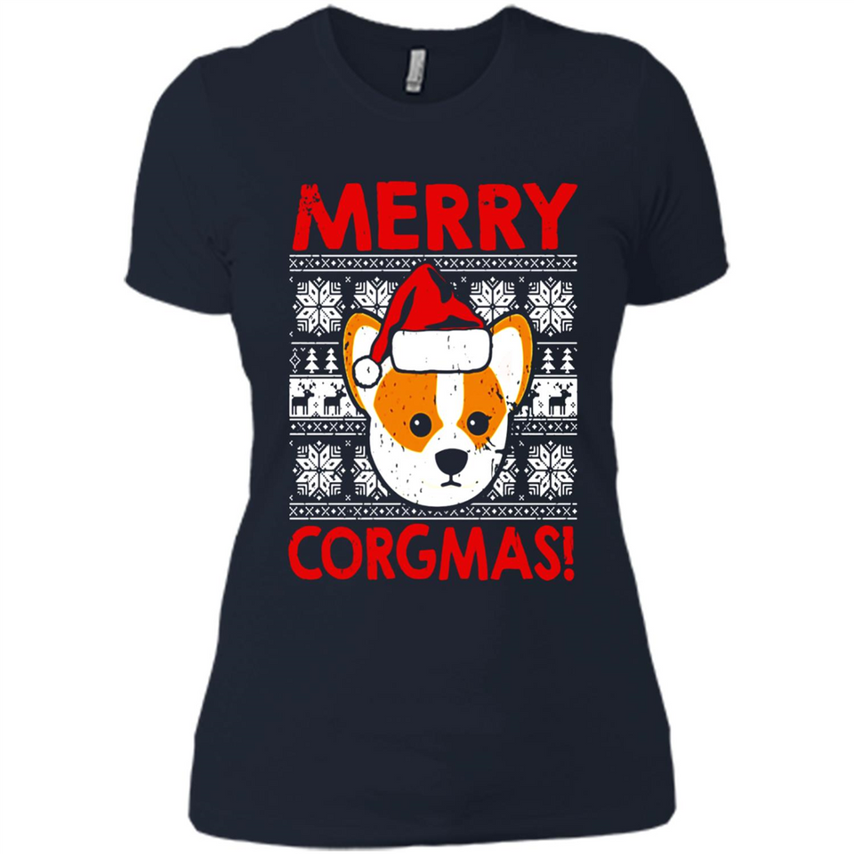 Funny Christmas Santa Corgi Dog Merry Corgmas - Ladies' Boyfriend T-Shirt