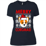 Funny Christmas Santa Corgi Dog Merry Corgmas - Ladies' Boyfriend T-Shirt