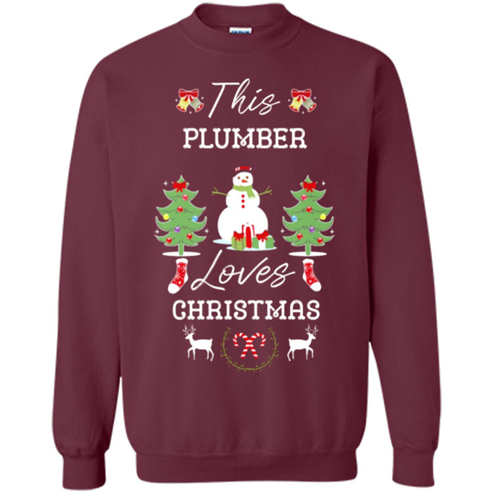 This Plumber Loves Christmas Tree Shirt with Snowman