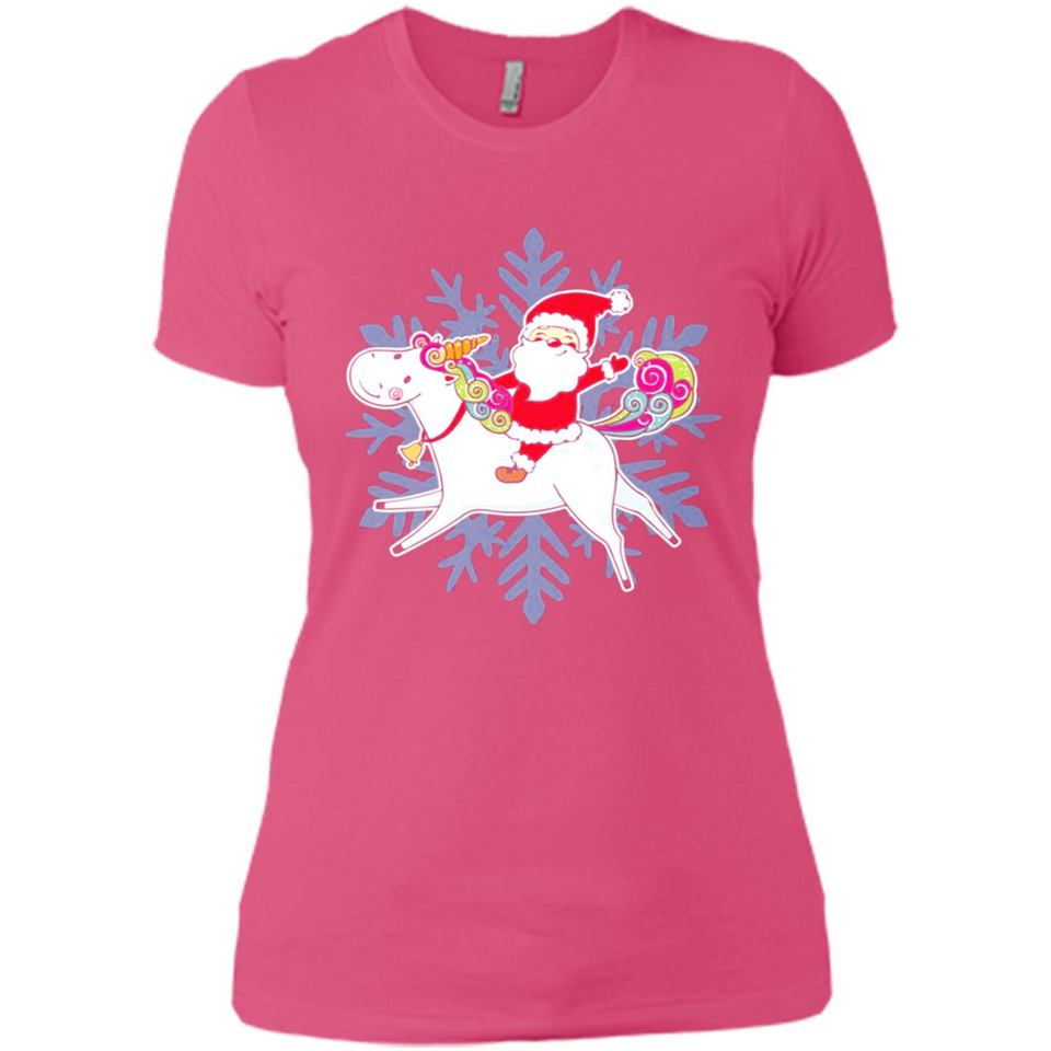 Unicorn And Santa Christmas 1 - Ladies' Boyfriend T-Shirt