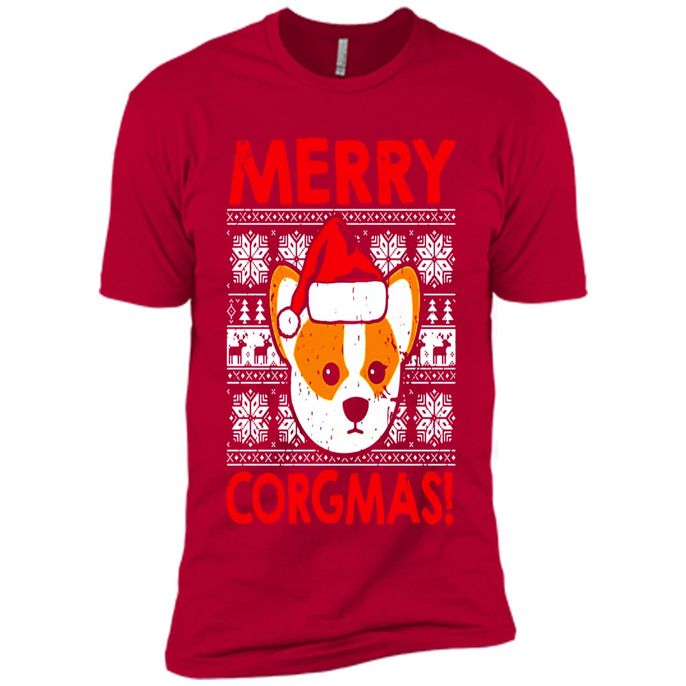 Funny Christmas Santa Corgi Dog Merry Corgmas - Premium Short Sleeve T-Shirt