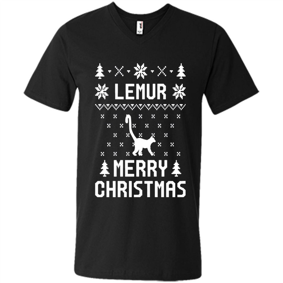 Vintage Tee For Women Men Graphic Shirts Lemur Ugly Christmas Sweater - Men's V-Neck