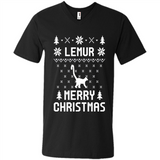 Vintage Tee For Women Men Graphic Shirts Lemur Ugly Christmas Sweater - Men's V-Neck