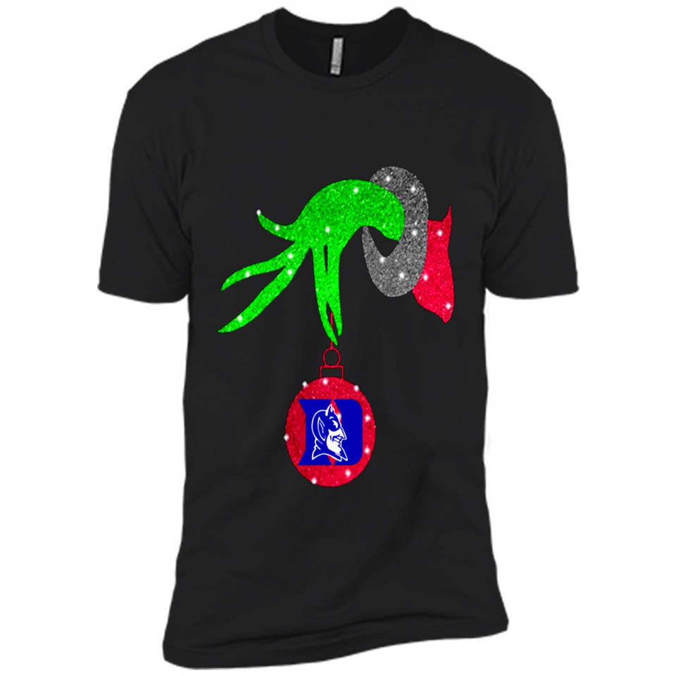GRINCH HAND HOLDING DUKE BLUE DEVILS GLITTER CHRISTMAS PINGPONG