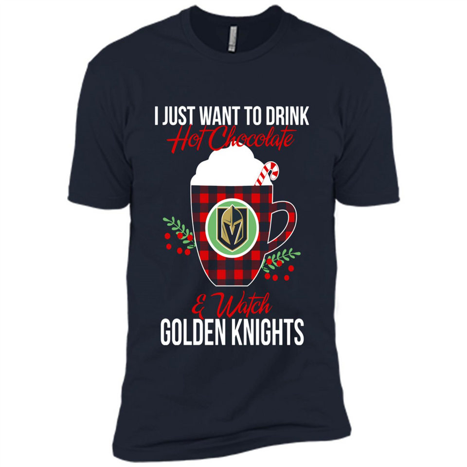 I Just Want To Drink Hot Chocolate & Watch Vegas Golden Knights Ugly Christmas Sweater PINGPONG