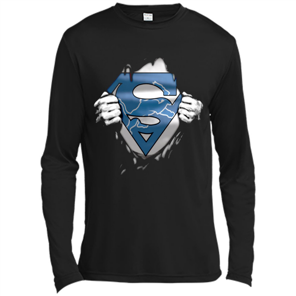 Detroit Lions And Superman Fans - Canvas Long Sleeve T-Shirt
