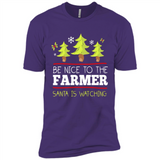 Be Nice to Farmer Santa Watching Christmas - Premium Short Sleeve T-Shirt