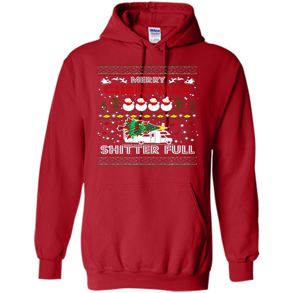 Merry Christmas Shitter Full Christmas Tree Snowman Sweater PINGPONG - Hoodie