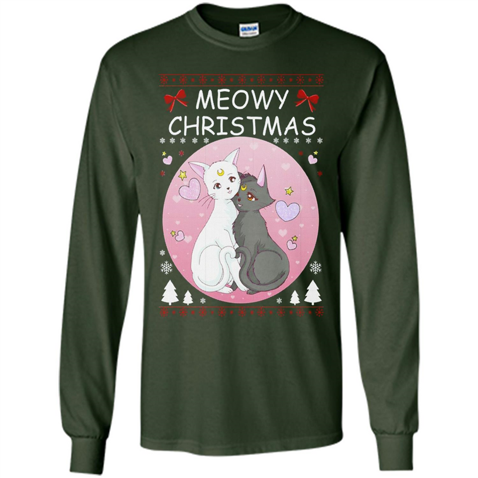 Sailor Moon Yin Yang Cat Love Ugly Christmas Sweater - Long Sleeve T-Shirt