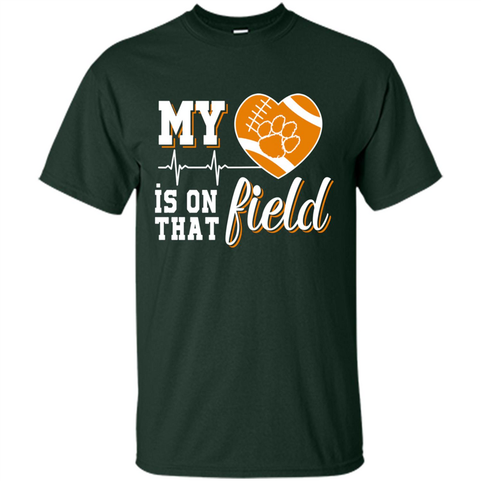 Clemson Tiger Paw Football My Heart is on that Field - Shirt