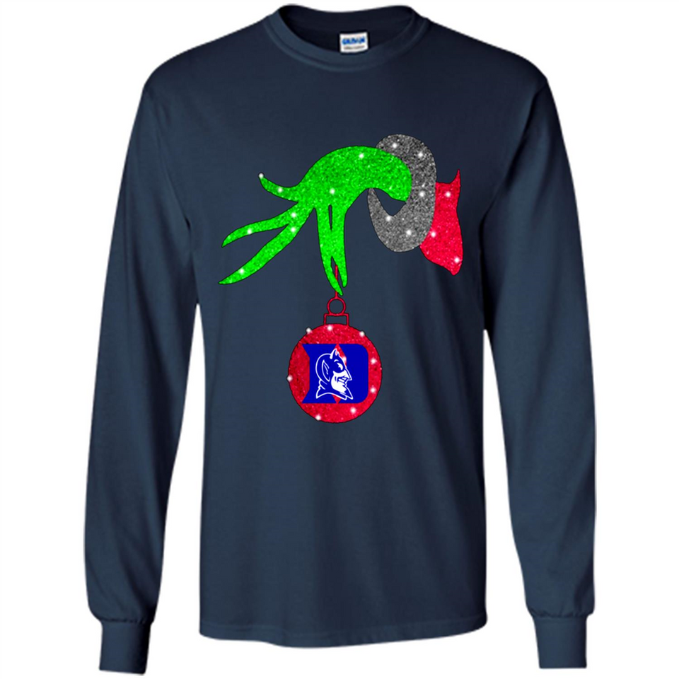 GRINCH HAND HOLDING DUKE BLUE DEVILS GLITTER CHRISTMAS PINGPONG
