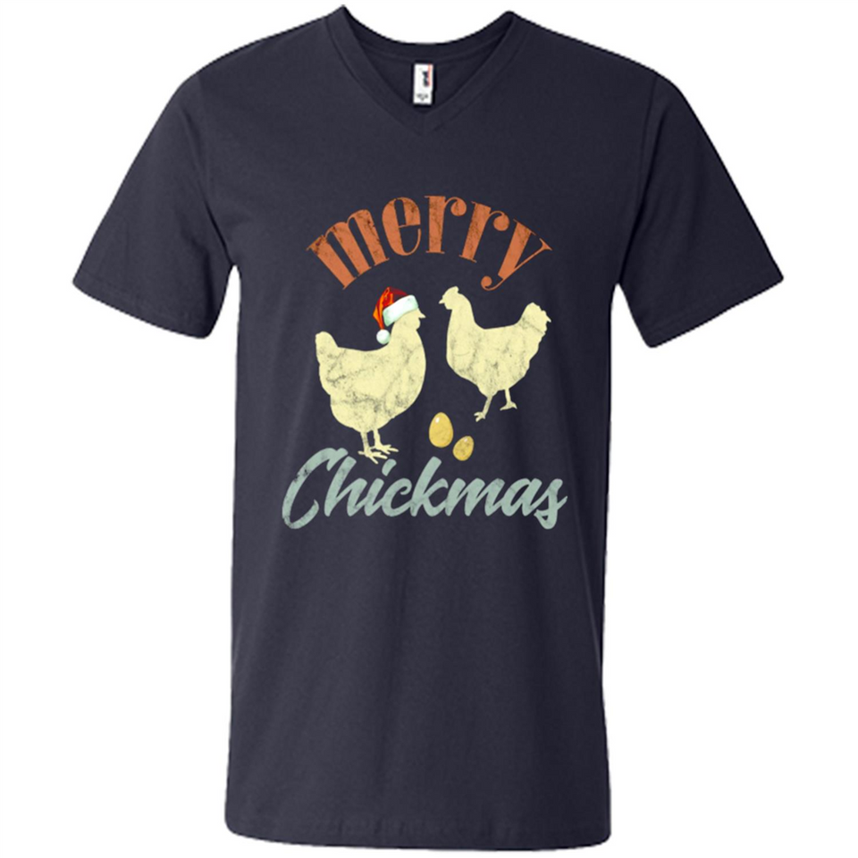 Christmas Chicken Vintage Shirt Funny Santa Hen Farmer Lover - Men's V-Neck