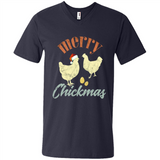 Christmas Chicken Vintage Shirt Funny Santa Hen Farmer Lover - Men's V-Neck