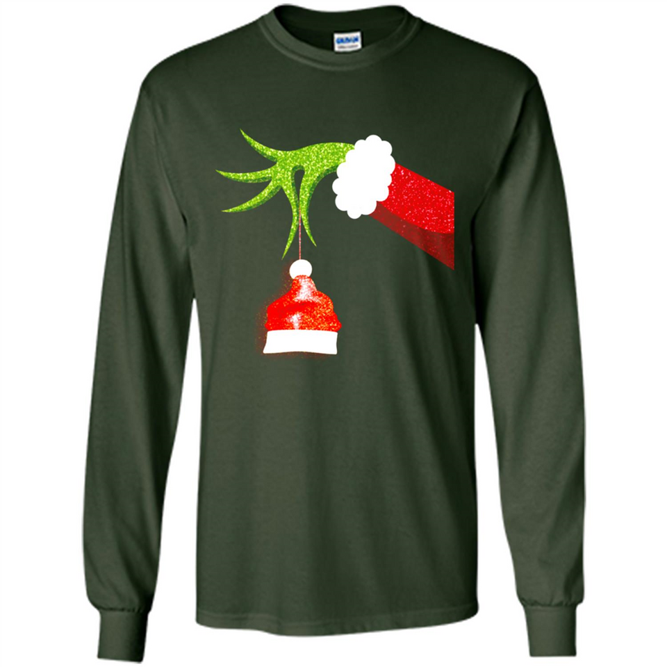 Funny Grinch Hand Holding Santa Hat Ornament Christmas PING PONG