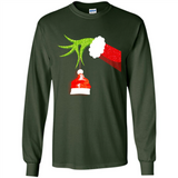 Funny Grinch Hand Holding Santa Hat Ornament Christmas PING PONG