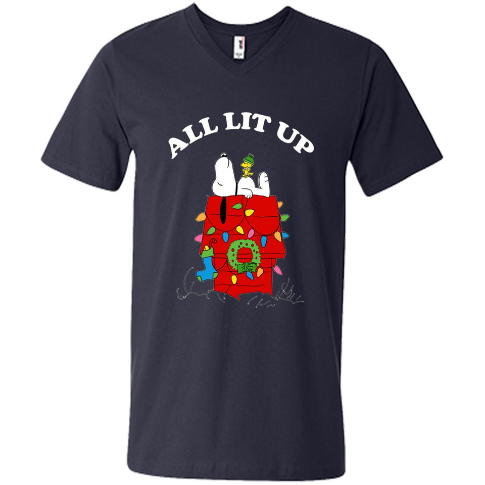 Peanuts By Schulz Snoopy Young Men_s Christmas SweatShirt - Men's V-Neck