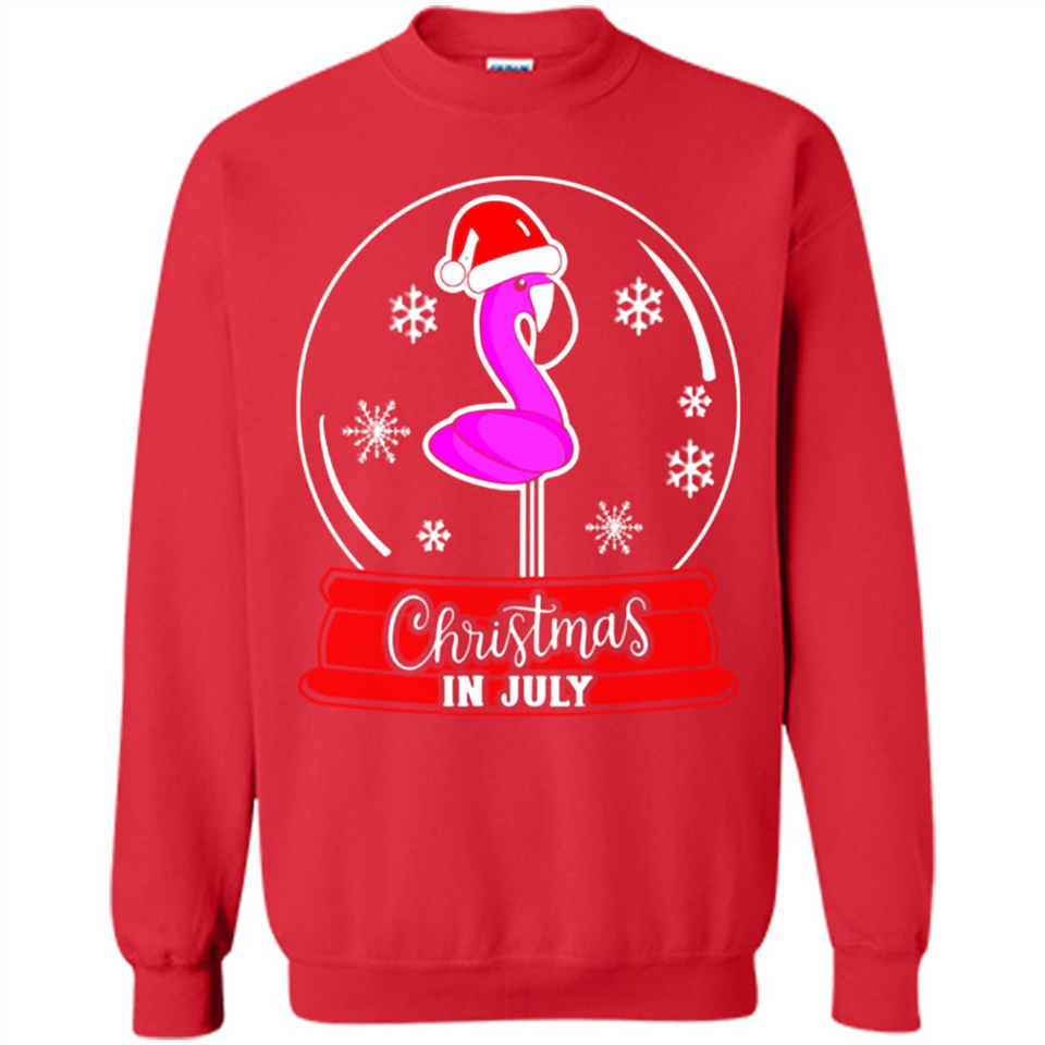 Christmas In July Flamingo Snow Globe Santa Hat - Sweatshirt