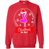 Christmas In July Flamingo Snow Globe Santa Hat - Sweatshirt