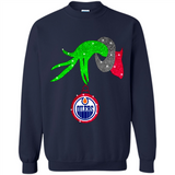 GRINCH HAND HOLDING EDMONTON OILERS GLITTER CHRISTMAS PINGPONG