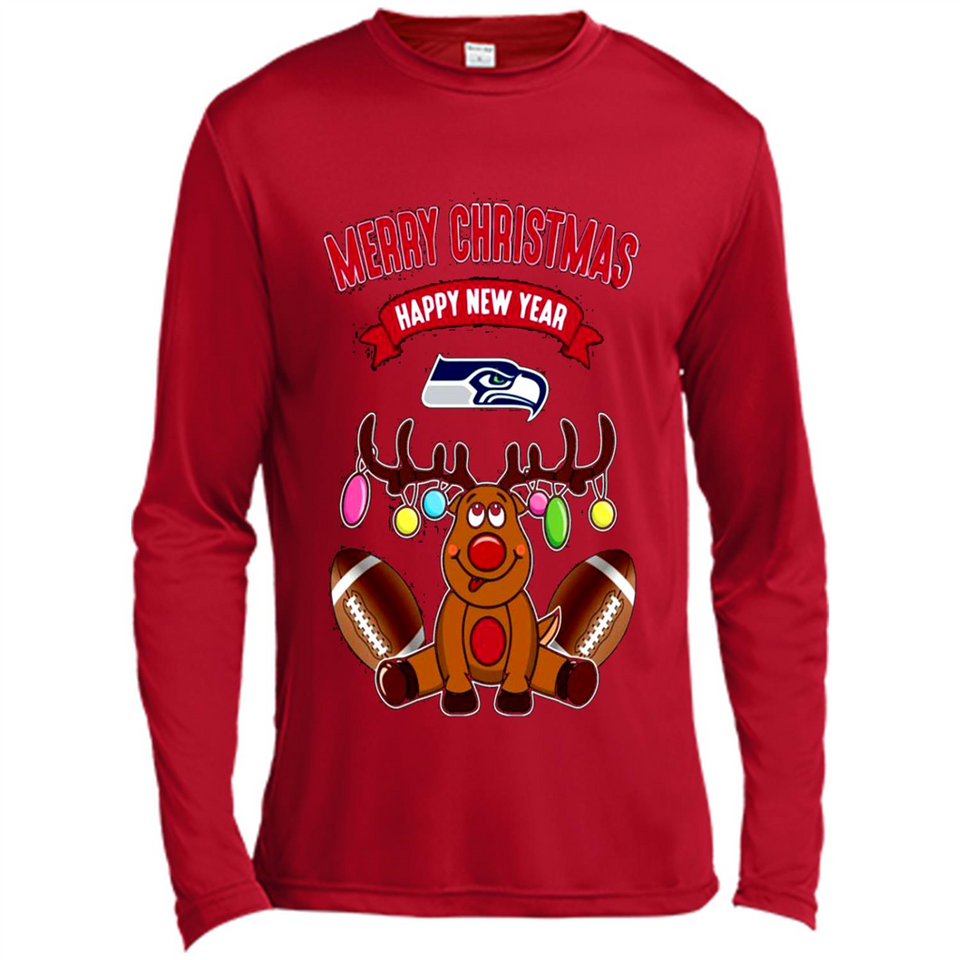 Seattle Seahawks NFL Reindeer Funny Merry Christmas And Happy New Year