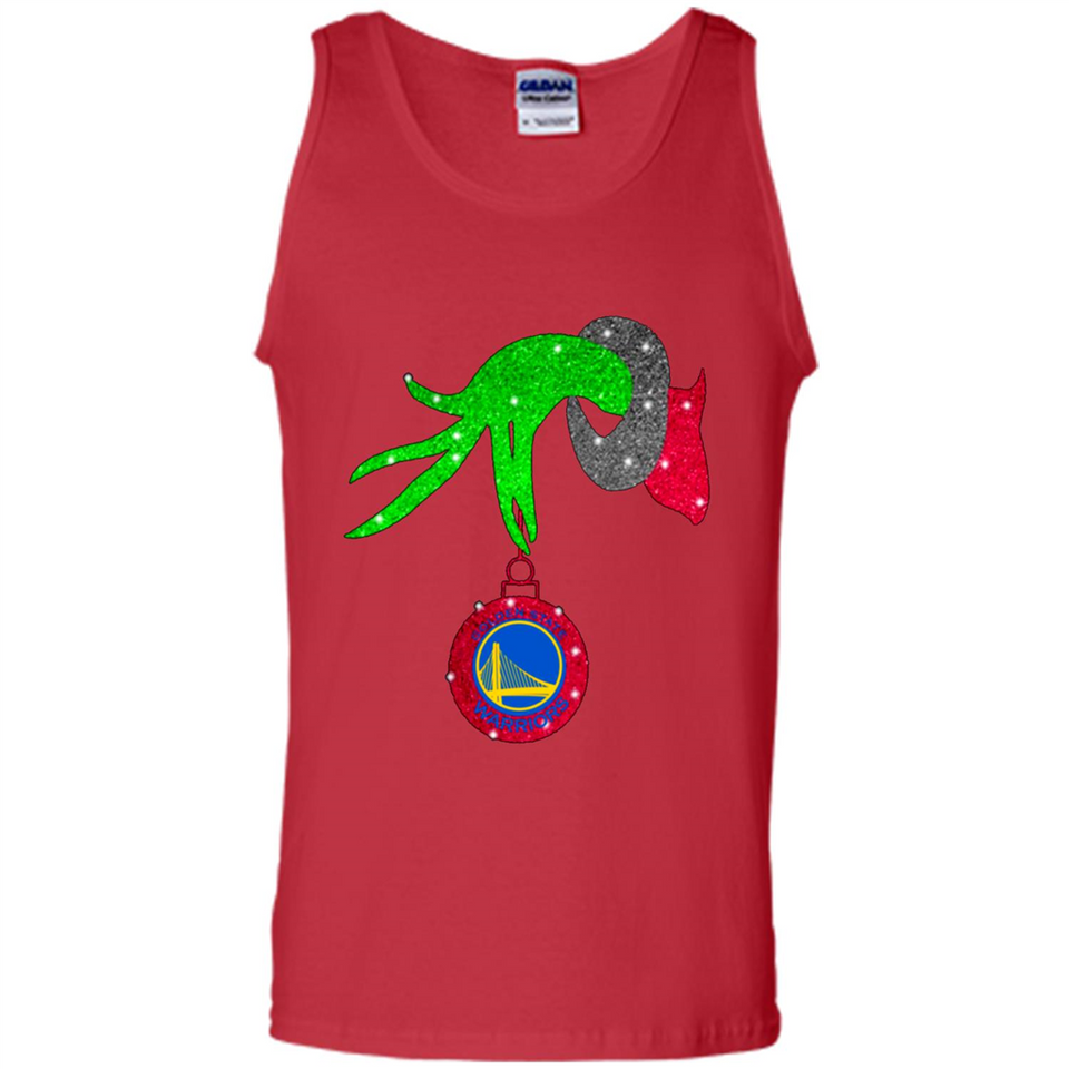 GRINCH HAND HOLDING GOLDEN STATE WARRIORS GLITTER CHRISTMAS PINGPONG